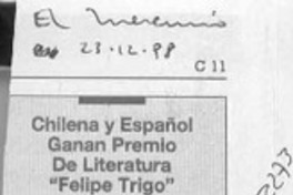 Chilena y español ganan Premio de Literatura "Felipe Trigo"  [artículo]