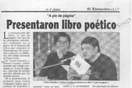 Presentaron libro poético  [artículo]