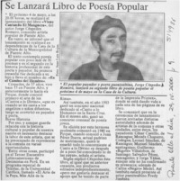 Se lanzará libro de poesía popular  [artículo]