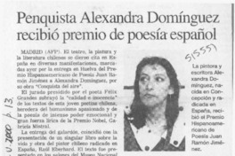 Penquista Alexandra Domínguez recibió premio de poesía español  [artículo]