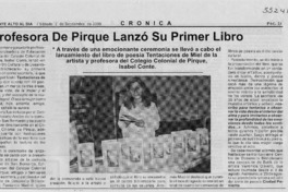 Profesora de Pirque lanzó su primer libro  [artículo]