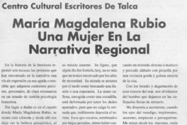 María Magdalena Rubio, una mujer en la narrativa regional María Magdalena Rubio, una mujer en la narrativa regional