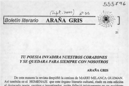 Tu poesía invadirá nuestros corazones y se quedará para siempre con nosotros  [artículo] Oscar Villegas Brandau