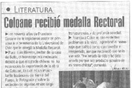 Coloane recibió medalla Rectoral