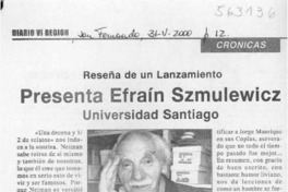 Presenta Efraín Szmulewicz  [artículo]