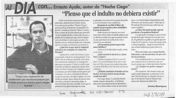 "Pienso que el indulto no debiera existir" "Pienso que el indulto no debiera existir"