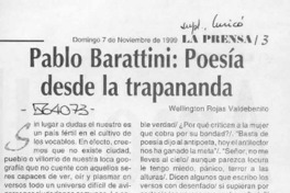 Pablo Barattini: Poesía desde la trapanada Pablo Barattini: Poesía desde la trapanada
