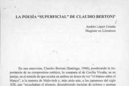 La poesía "Superficial" de Claudio Bertoni La poesía "Superficial" de Claudio Bertoni