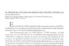 El primer diccionario sincrónico del español peninsular
