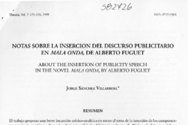 Notas sobre la inserción del discurso publicitario en Mala Onda, de Alberto Fuguet  [artículo] Jorge Sánchez Villarroel