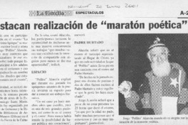 Destacan realización de "maratón poética" Destacan realización de "maratón poética"