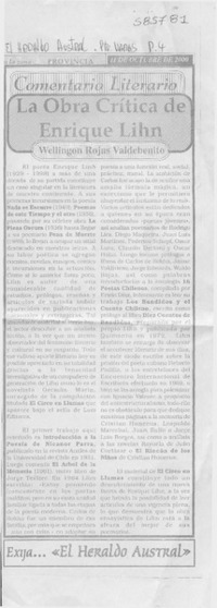 La obra crítica de Enrique Lihn  [artículo] Wellington Rojas Valdebenito