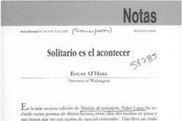 Solitario es el acontecer Solitario es el acontecer