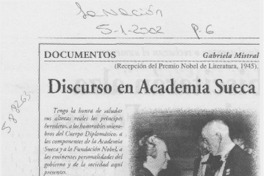 Discurso en Academia Sueca Discurso en Academia Sueca
