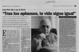 "Tras los aplausos, la vida sigue igual"  [artículo] A. G. B.