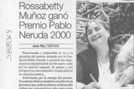 Rossabetty Muñoz ganó Premio Pablo Neruda 2000 Rossabetty Muñoz ganó Premio Pablo Neruda 2000