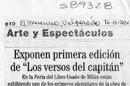 Exponen primera edición de "Los versos del capitán" Exponen primera edición de "Los versos del capitán"