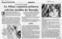 En Milán exponen primera edición inédita de Neruda