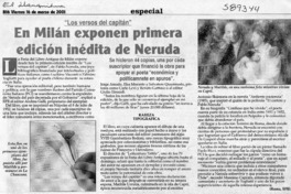 En Milán exponen primera edición inédita de Neruda