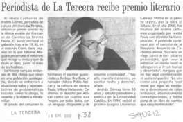Periodista de La Tercera recibe premio literario Periodista de La Tercera recibe premio literario