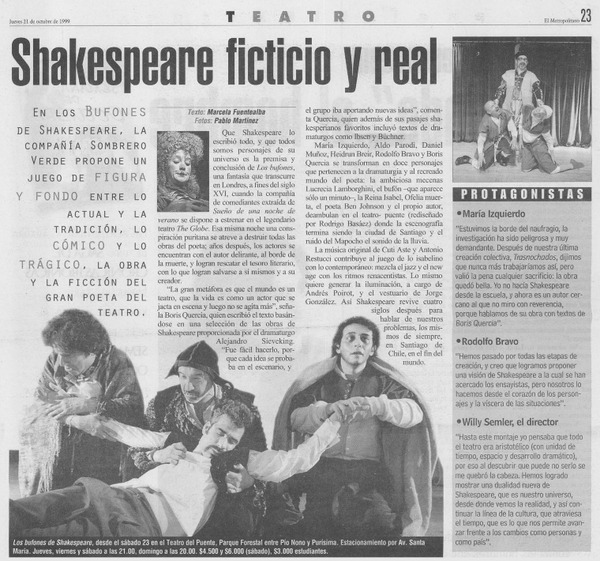 Shakespeare ficticio y real