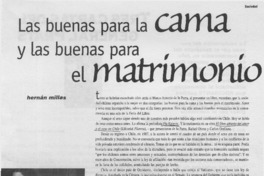 Las buenas para la cama y las buenas para el matrimonio  [artículo] Hernán Millas