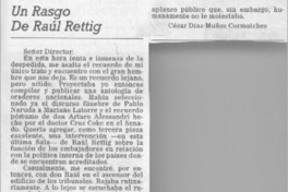 Un rasgo de Raúl Rettig  [artículo] César Díaz-Muñoz Cormatches
