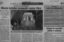 Rivera Letelier presentó nuevo libro  [artículo]