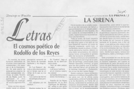 El cosmos poético de Rodolfo de los Reyes  [artículo] Samuel Maldonado de la Fuente