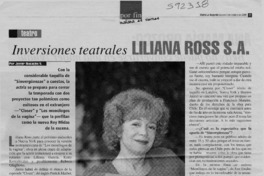 Inversiones teatrales Liliana Ross S.A.  [artículo] Javier Ibacache V.