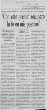 "Con este premio recupero la fe en mis poemas"  [artículo]