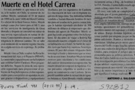 Muerte en el Hotel Carrera  [artículo] Antonio J. Salgado