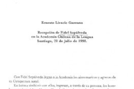 Recepción de Fidel Sepúlveda en la Academia Chilena de la Lengua Recepción de Fidel Sepúlveda en la Academia Chilena de la Lengua