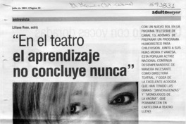 "En el teatro el aprendizaje no concluye nunca"  [artículo]