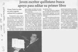 Joven escritor quillotano busca apoyo para editar su primer libro  [artículo]