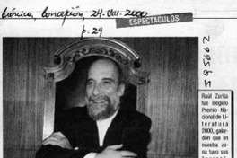Zurita elegido Premio Nacional de Literatura  [artículo]