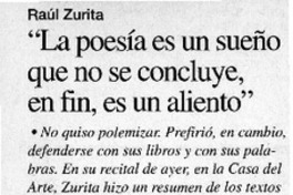 "La poesía es un sueño que no se concluye, en fin, es un aliento"  [artículo]