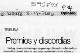 Premios y discordias  [artículo] Andrés Marquez