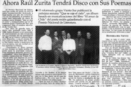 Ahora Raúl Zurita tendrá disco con sus poemas  [artículo]