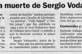Pesar causa muerte de Sergio Vodanovic  [artículo]