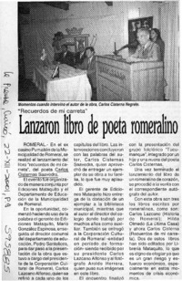 Lanzaron libro de poeta romeralino  [artículo]