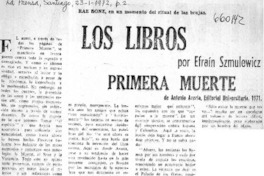Los Libros, primera muerte  [artículo] Efraín Szmulewicz.