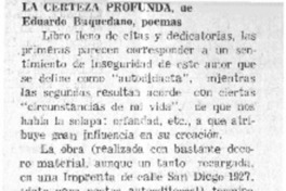 La certeza profunda  [artículo] F. P.