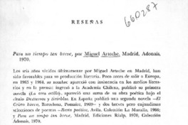 Para un tiempo tan breve  [artículo] Hugo Montes.