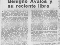Benigno Avalos y su reciente libro.