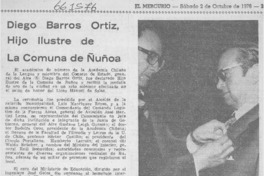 Diego Barros Ortiz, hijo ilustre de la comuna de Ñuñoa. Diego Barros Ortiz, hijo ilustre de la comuna de Ñuñoa.