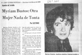Myriam Bustos, otra mujer nada de tonta Myriam Bustos, otra mujer nada de tonta