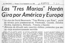 Las "Tres Marías" harán gira por América y Europa.  [artículo]