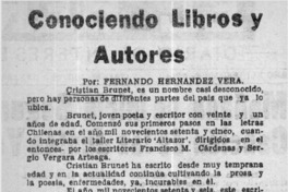 Conociendo libros y autores  [artículo] Fernando Hernandez Vera.