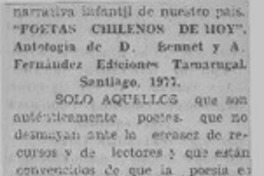 "Poetas chilenos de hoy"  [artículo] Luis Agoni Molina.